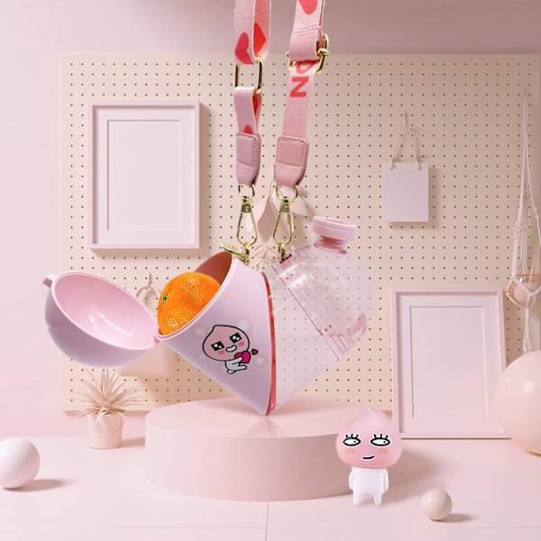 Fong Heart Vattenflaska Kärleksförvaringskopp som sett på TV Hjärtform Cabriolet vattenflaska med bälte för utomhusspo Pink