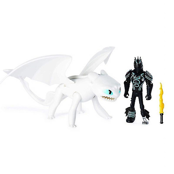 Train Dragon 3 Dold Värld Tandlös Nattdocka Pvc Svart Vit Drake Actionfigur Modell Leksak Pojkar Leksak Present White