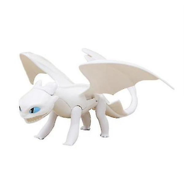 Train Dragon 3 Dold Värld Tandlös Nattdocka Pvc Svart Vit Drake Actionfigur Modell Leksak Pojkar Leksak Present White