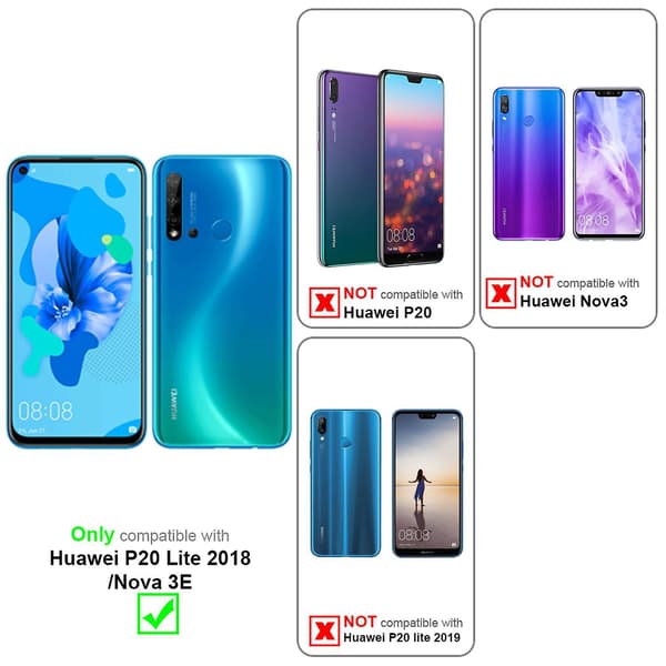 Huawei P20 LITE 2018 / NOVA 3E Cover Case Case - med kortplatser och stativfunktion PHANTOM BLACK P20 LITE 2018 / NOVA 3E