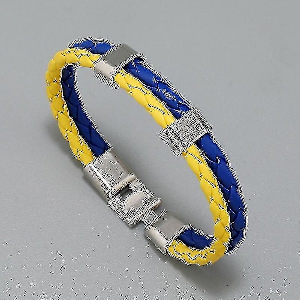 Flerlagers flätat läderarmband (blått) (1 st)