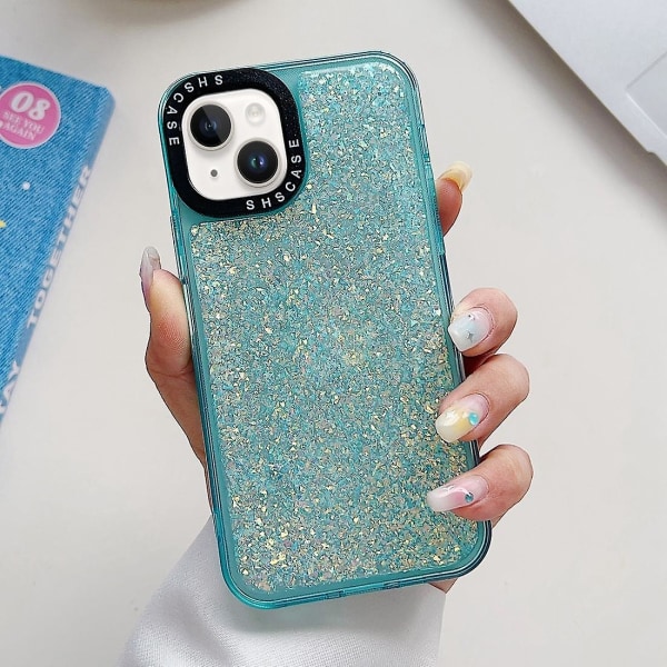 Glitter Epoxy phone case för iPhone 15 Plus Blue