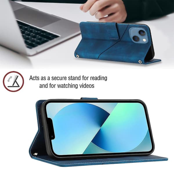 Hudkänsla PU- case för iPhone 15 Blue