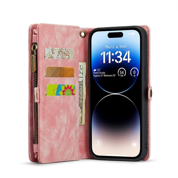 CaseMe 008 PU case för iPhone 15 Pro Pink