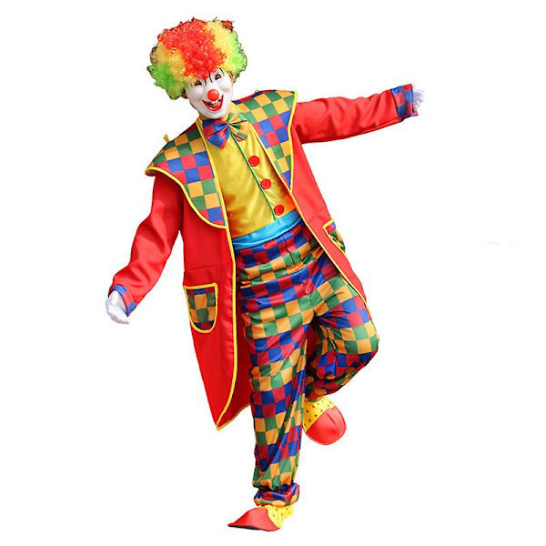 5 st Vuxen clown kostym set för män kvinnor Cosplay RED 4XL