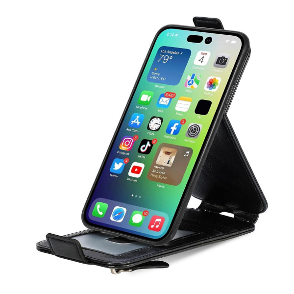 Dragkedja Plånbok Case För iPhone 15 Plus Black