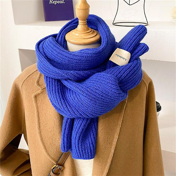 Mode Solid Stickad Vinter Scarf För Dam Randig Elastisk Yllegarn Halshalsduk Kvinnlig Enkel Varm Sjal Wraps Bufanda WYD63 17 none