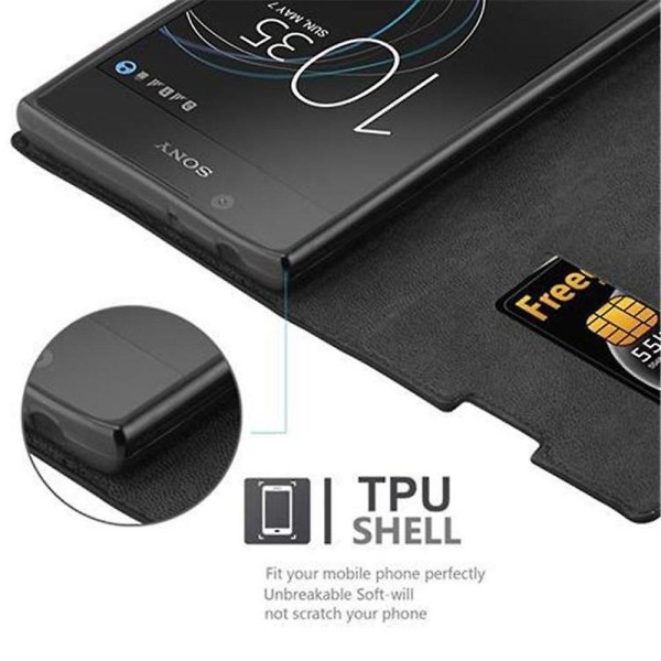 Sony Xperia L1 Cover Case - med stativfunktion och kortplats NIGHT BLACK Xperia L1