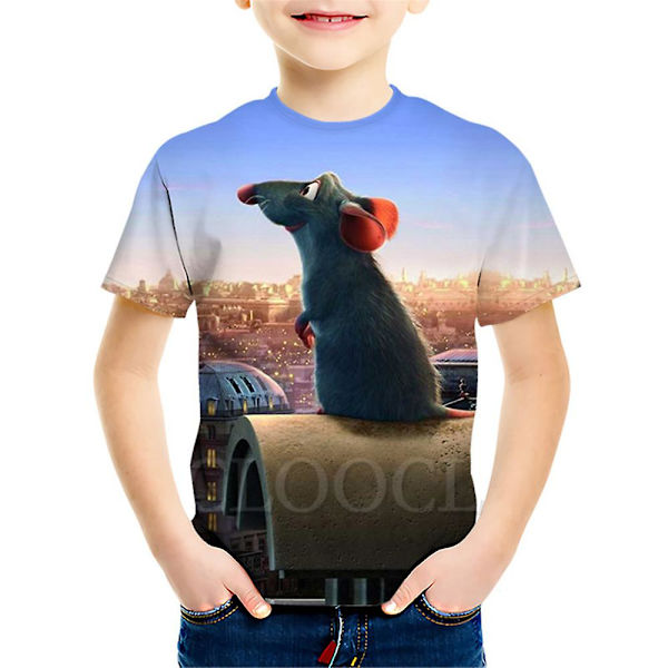 Barntröjor sommar 3D Digital Ratatouille Print Kortärmad Rundhalsad Lös T-shirt style5 155cm