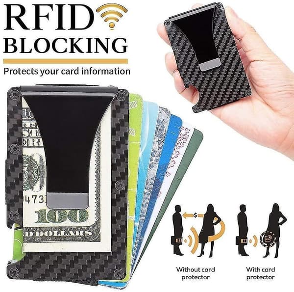 Minimalistisk korthållarplånbok Kolfiberplånbok Rfid Blocking Slimmetal Plånbok null none