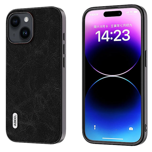 ABEEL Dream Litchi Texture Case för iPhone 15 Black