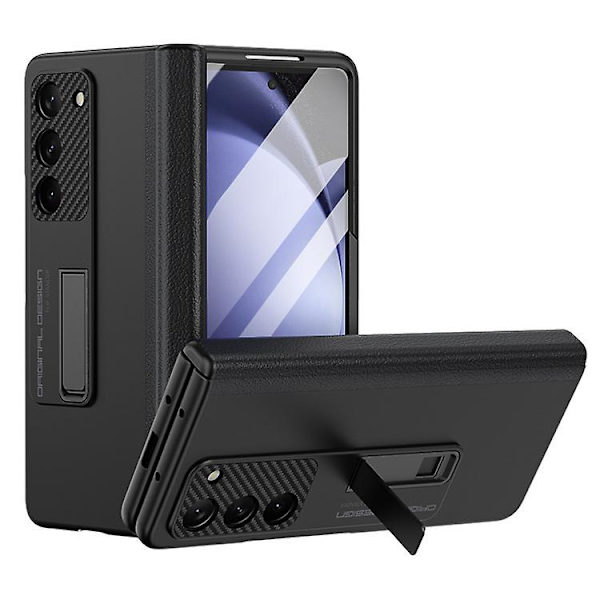 Z Fold 5 Case, Pu Case Kompatibel Samsung Galaxy Z Fold 5 med skärmskydd och stöttålig Black