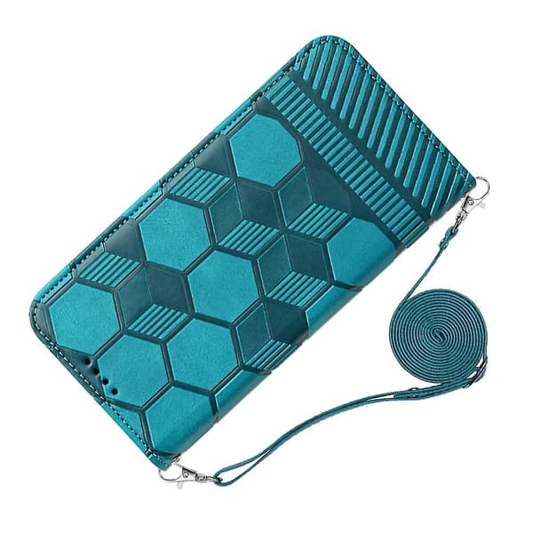 Crossbody PU- phone case för iPhone 15 Plus Light blue