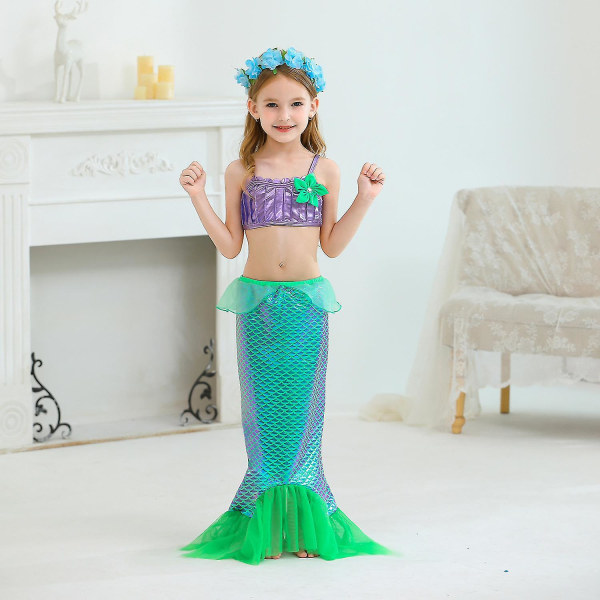 Girls Princess Dress Mermaid Ariel Dress Halloween Carnival Party Cosplay Kostymer B 7-8T