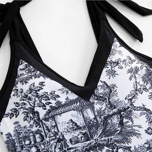 Dambaddräkter Baddräkt Dambaddräkt Baddräkt i ett stycke Bikini Baddräkt med snörning Lång kjol Chiffong Tvådelat set Bikini för kvinnor Sw Black XL