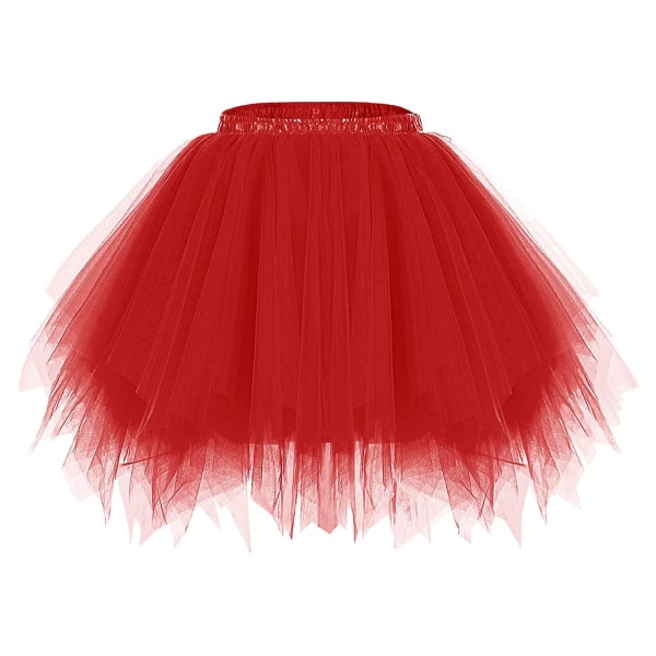 Vuxenkjol i tutu för kvinnor 1950-tals vintage underkjol i tyll, balett bubbelkjolar, kort för dans, cosplayfest Red M