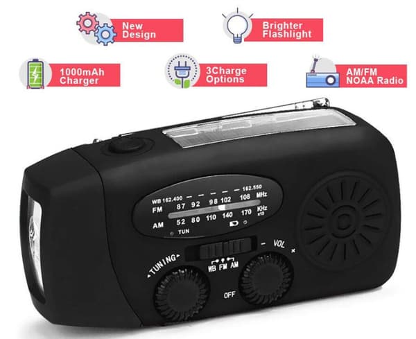 Multifunktionell nödficklampa solradio