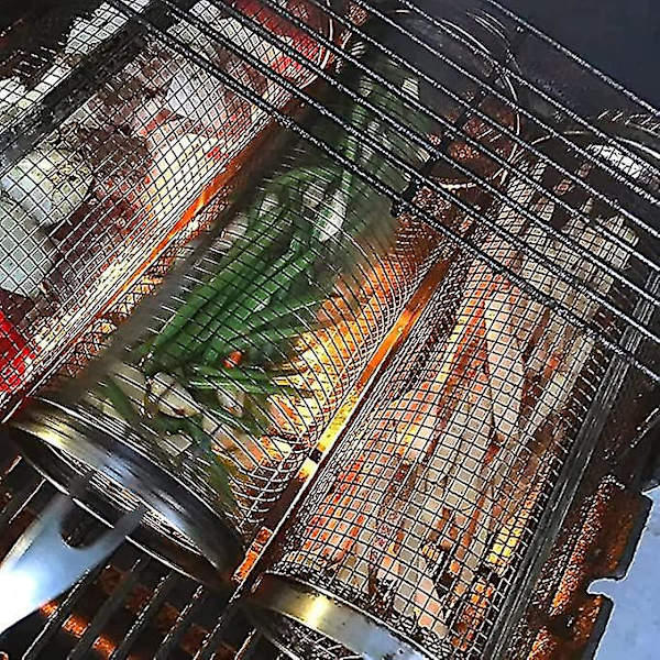 3 st grillkorg i rostfritt stål, rullande grillkorg, mesh grillkorg i rostfritt stål, trådnät, rund grilltillbehör null none