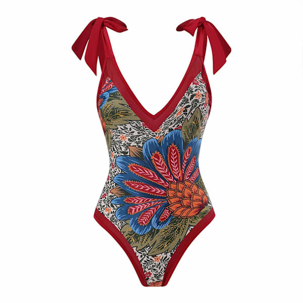 Dambaddräkter Baddräkt Dambaddräkt Baddräkt i ett stycke Bikini Baddräkt med snörning Lång kjol Chiffong Tvådelat set Bikini för kvinnor Sw Red L