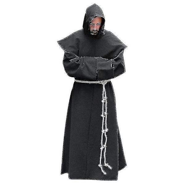 S-5xl Renässansmunk Prästerskap Vana Scapular Friar Dräkt Religiös Helgonklänning Dräkt Män Präst Huva Cowl Halloween Outfit Blue 5XL
