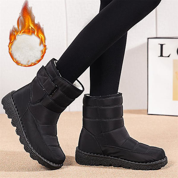Dam vintersnöskor Vattentåliga skor Anti-halk Casual Lätt vandringskänga Xd-889 Black 42
