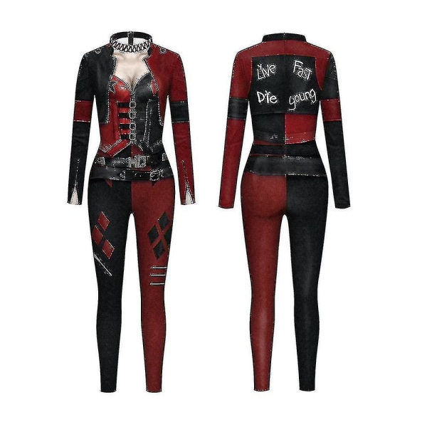 Dam Harley Quinn Kostym Klassisk Harley Quinn Halloween Cosplay Costume Jumpsuit L