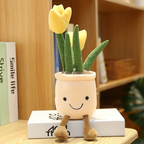 Tulpanblomma plysleksak gul