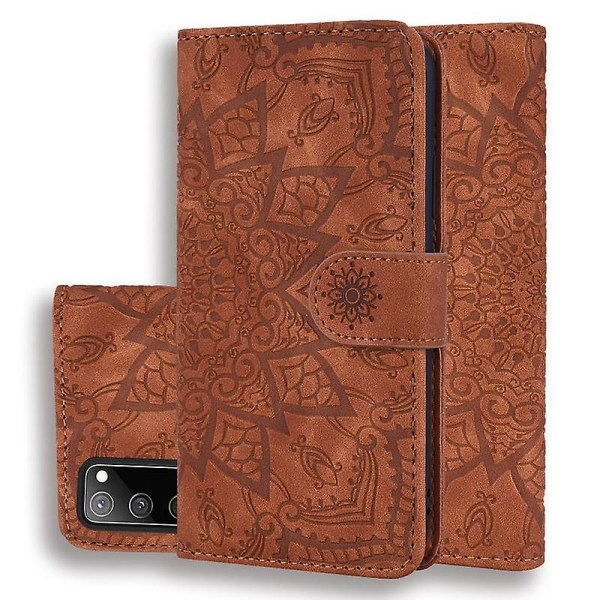 Case för Samsung Galaxy S20 FE Premium PU Läder Flip Cover Mandala Brown