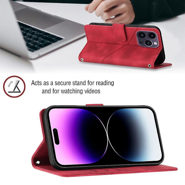 Hudkänsla PU- case för iPhone 15 Pro Red