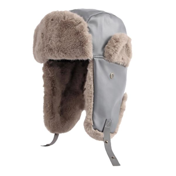 Varma hörselskydd utomhus Cap Varm fleecefodrad öronlappar Cap Trapper Jakt Skidhatt Cap Gray