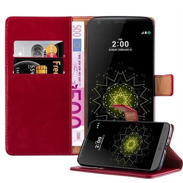 LG G5 Hülle Cover Case Etui - blank yta med stativfunktion och kortfack WINE RED G5