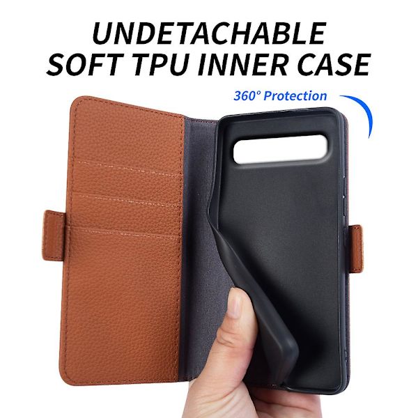 För Samsung Galaxy S10 Plus anti-scratch Litchi Texture Äkta kohud Läder+tpu Telefon Case Light Brown
