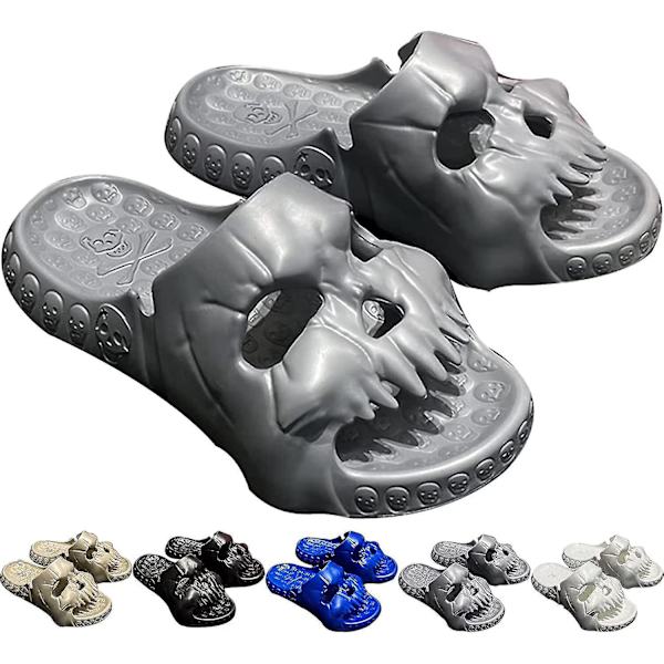 Tofflor Tjockbottna Strandsandaler Par Tofflor Skull Tofflor Enkelband Slides Sommar Light Gray Size 36x37