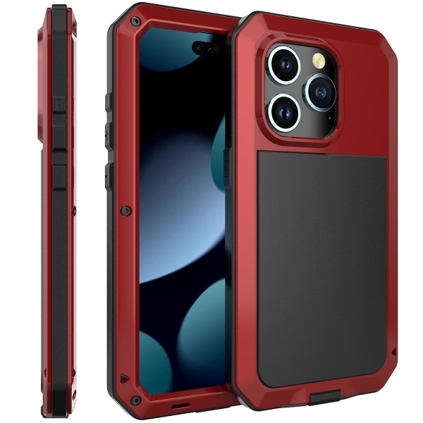 Phone case i metall + silikon för iPhone 15 Pro Red