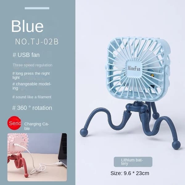 Barnvagnsfläkt Octopus Shape Tripod Clip Fläkt blue B