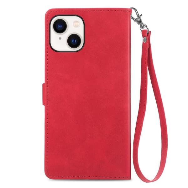 Case för iPhone 15 med präglad blomblixtlås Red