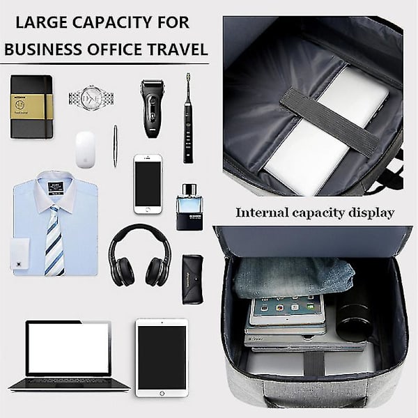 Snygg ryggsäck för män USB Laddning Skolryggsäck 15,6 tum Laptop Ryggsäck Man Bokväska Bagpacks Vattentät Herrryggsäck null none