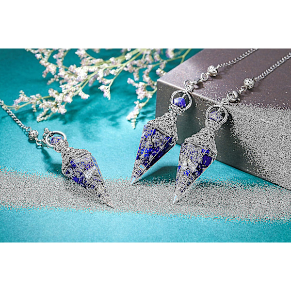 Chakra Crystal Pendel Hexagonal Reiki Healing Crystal Points Ädelsten Dowsing Pendel för spådom Scrying Wicca Lapis Lazuli