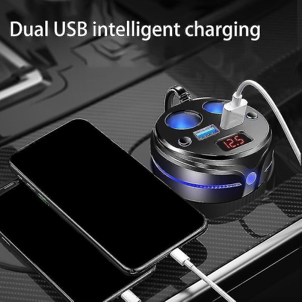 Dubbel USB bilkoppladdarehållare 12v 24v billaddare 3.1a 2-uttag power splitter med led D null none