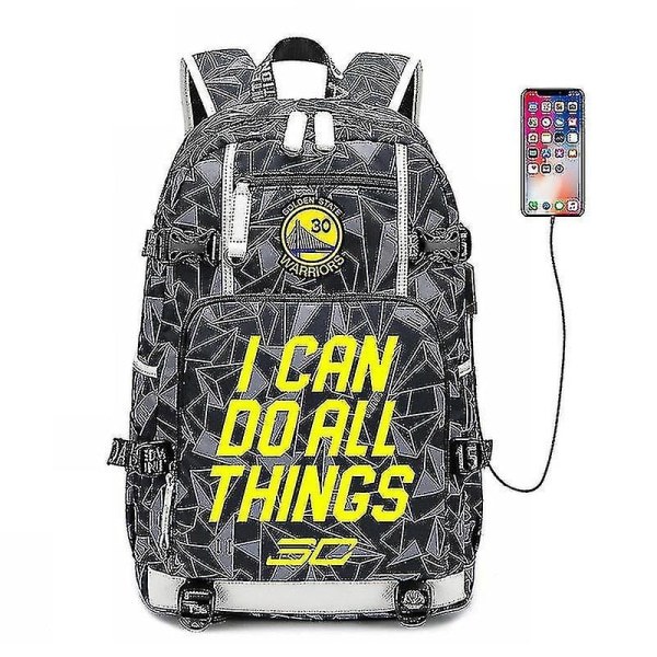 Nba Peripheral Series Star Multifunktionell USB ryggsäck Luminous Fluorescent Backpack_y Gray Jordan