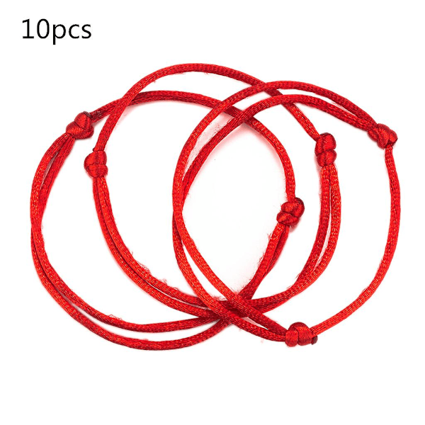 10st enkelt röd sladdarmband Good Luck String Kabbalah Protection Knot Amulet