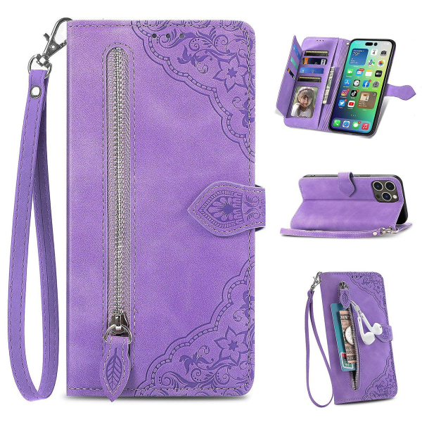 Case För Iphone 13/13 Pro Wallet Telefon Case För Iphone 13 Mini Zipper Wallet Flip Case För Iphone 13 Pro Max purple 13 mini