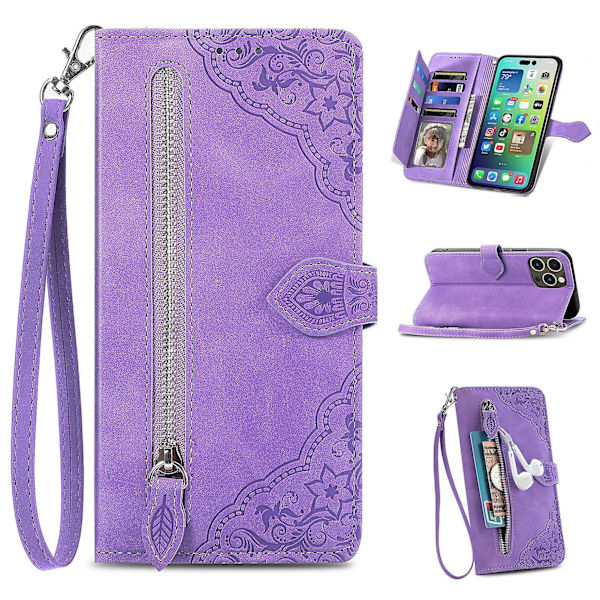 Case För Iphone 13/13 Pro Wallet Telefon Case För Iphone 13 Mini Zipper Wallet Flip Case För Iphone 13 Pro Max purple 13 pro