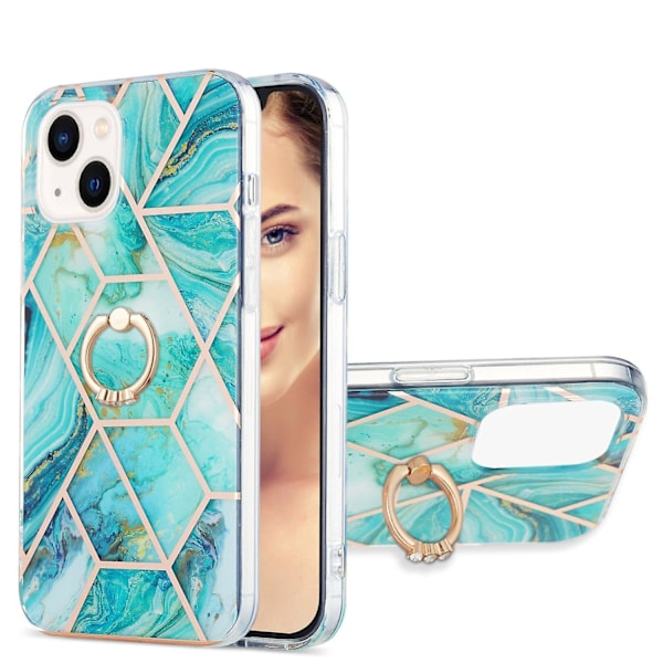TPU- case med skarvmarmormönster för iPhone 15 Blue