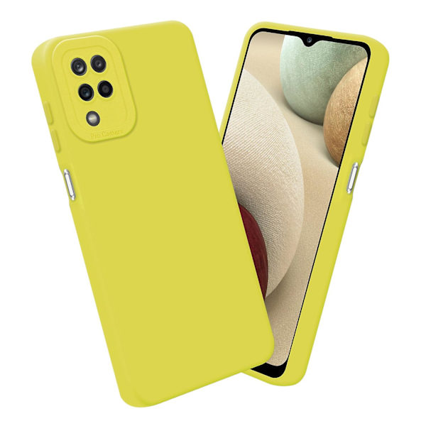 Samsung Galaxy A12 / M12 Hülle Handy Cover TPU- case - Matt med kameraskydd FLUID YELLOW Galaxy A12 / M12