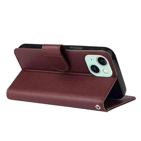 Phone case i läder för iPhone 15 Dark red