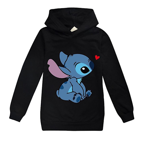 Lilo And Stitch Barn Pojkar Flickor Huvtröja Toppar Långärmad Huvtröja Pullover Jumper Huvtröja Presenter Black 7-8 Years