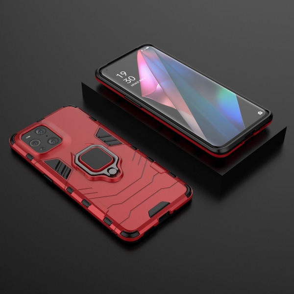 Cool Guard Pc + Tpu Combo Kickstand Hybrid Phone Cover Case för Oppo Find X3/x3 Pro Red