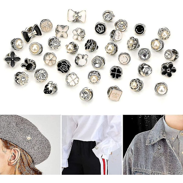 40 Söt El Lapel Pin Set,mini Brosch Pin S Cover Up Buttons For Dam Skjortor,es,igan Krage Säkerhetsnålar,manschett,kläder Ba