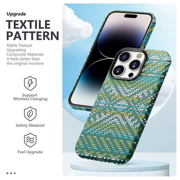 Textile Texture Matt Case för iPhone 15 Green